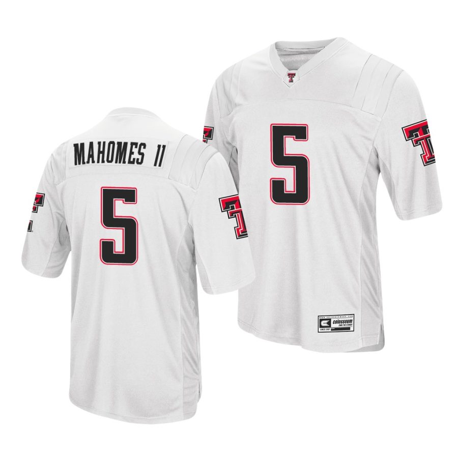 texas tech red raiders patrick mahomes ii white college football men's jersey 0