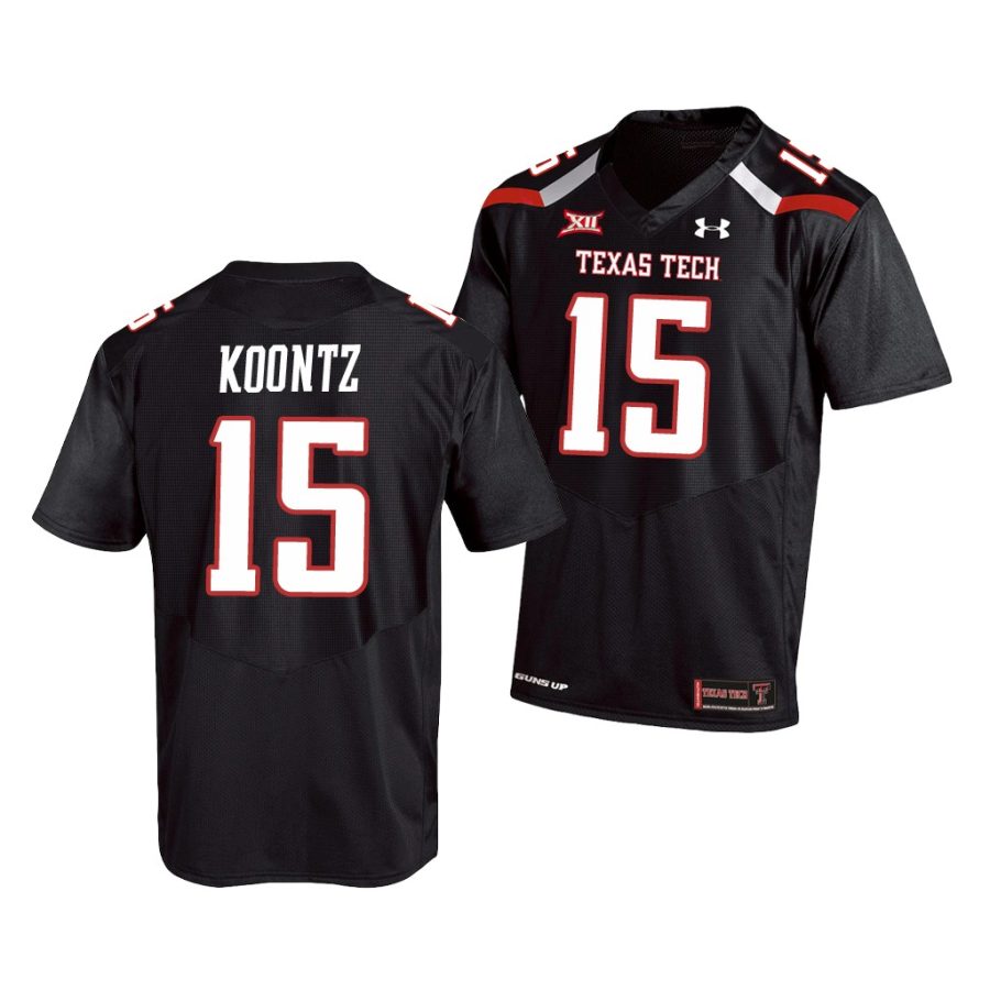 texas tech red raiders travis koontz black college football men's jersey