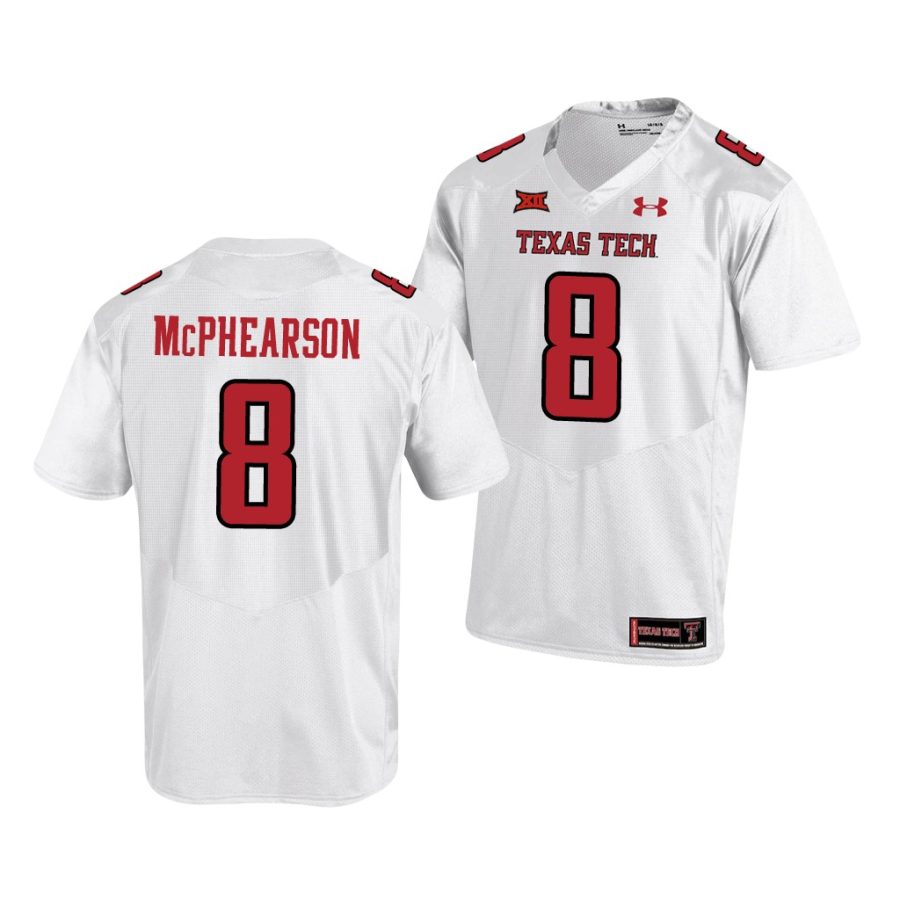 texas tech red raiders zech mcphearson white college football men's jersey