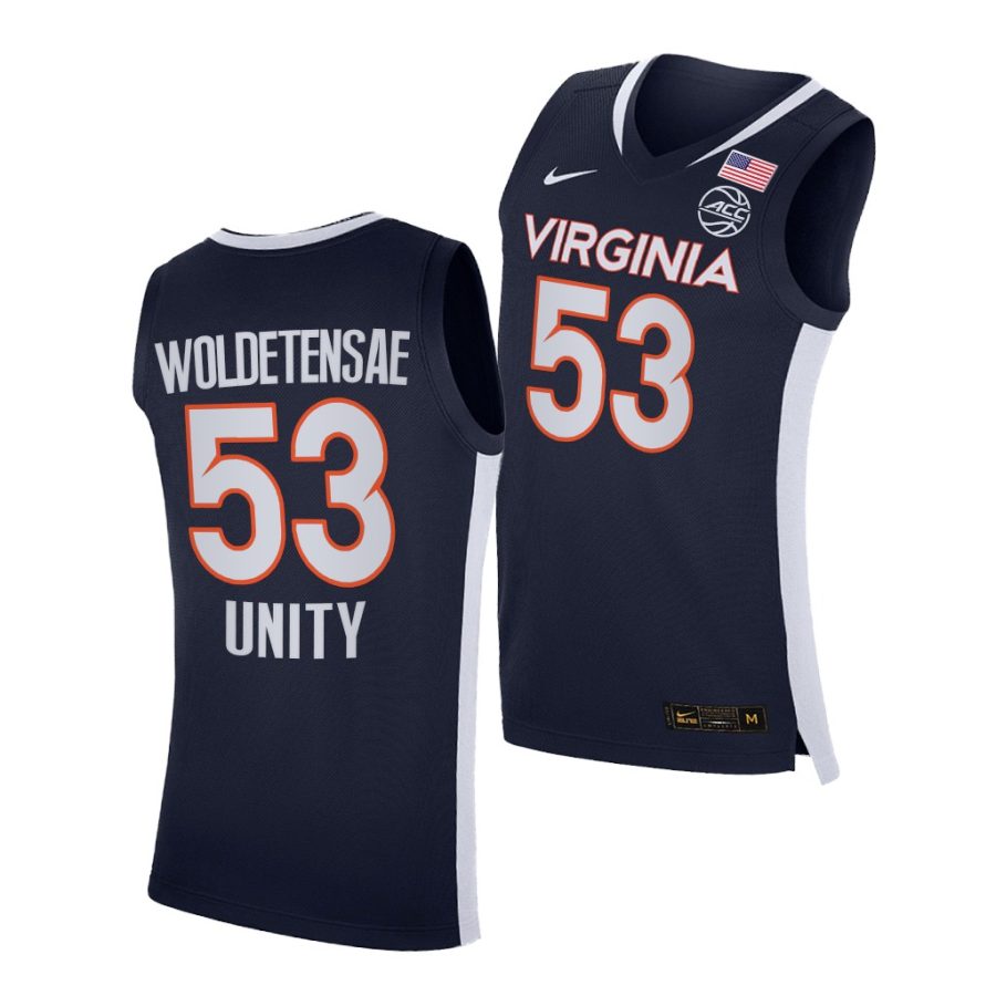 tomas woldetensae virginia cavaliers navy unity 2021 road secondary logo jersey