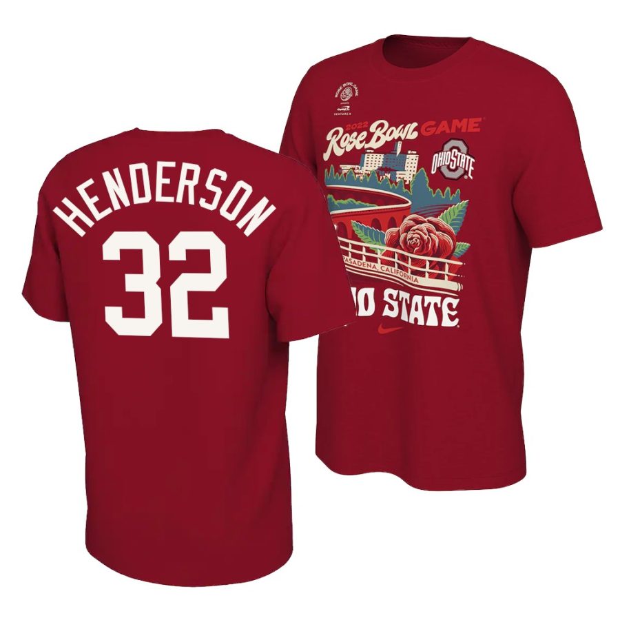 treveyon henderson locker room 2022 rose bowl scarlet shirt