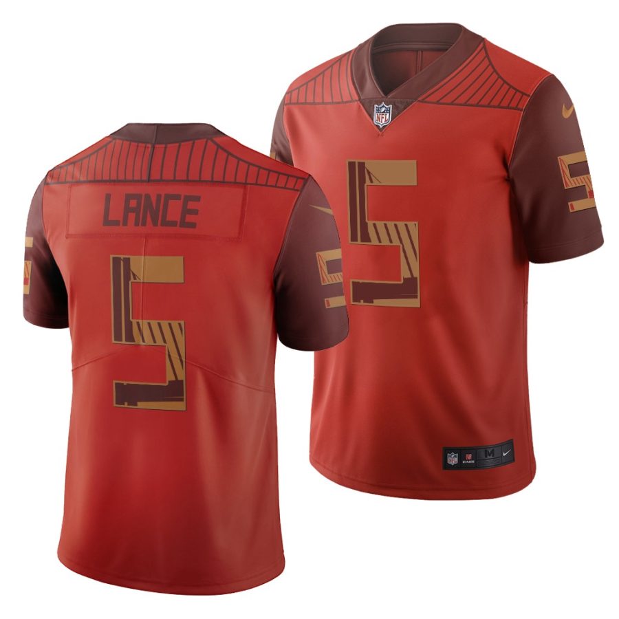 trey lance 49ers 2021 nfl draft city edition men's orange jersey