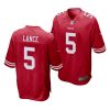 trey lance 49ers 2021 nfl draft game men's scarlet jersey