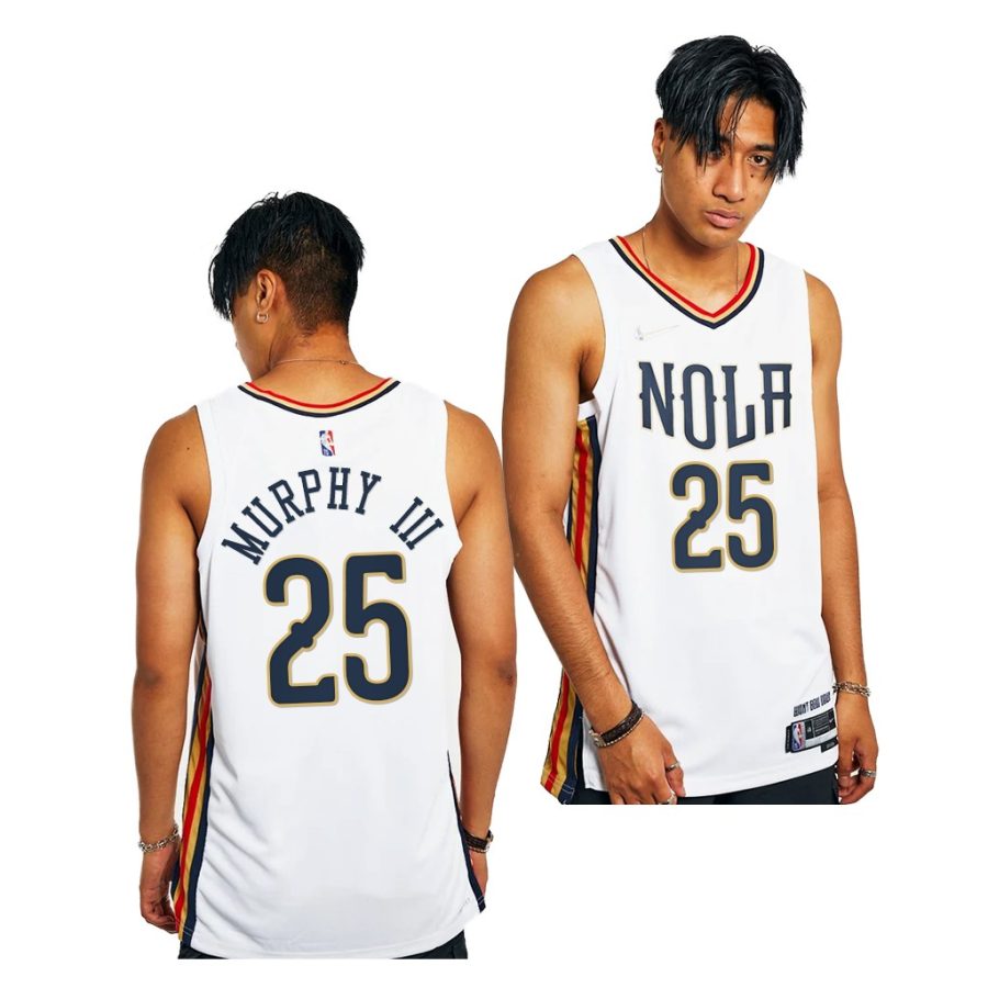 trey murphy iii pelicans 75th anniversary white city edition 2021 22 jersey