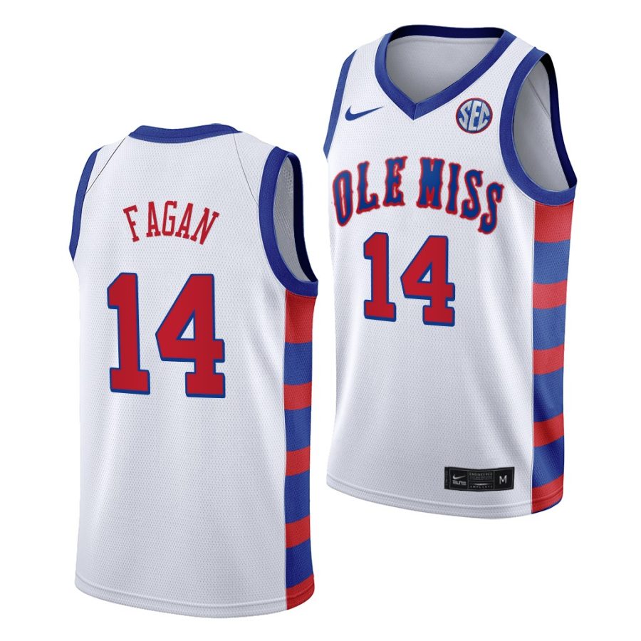 tye fagan white throwback ole miss rebels jersey