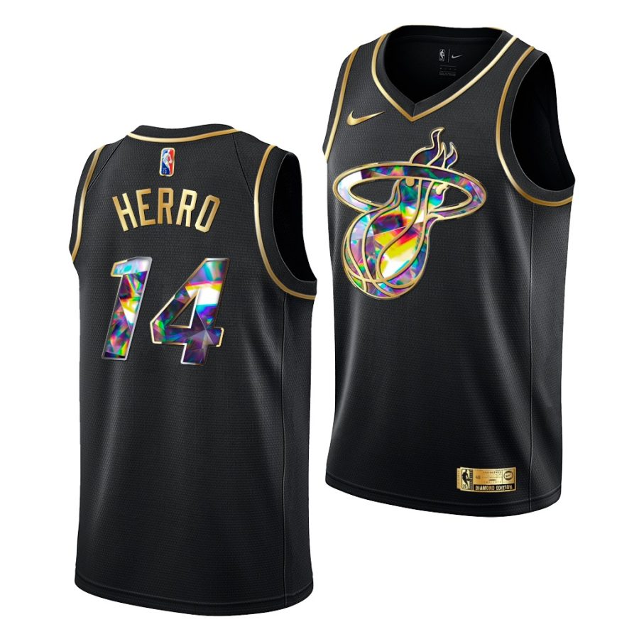 tyler herro heat diamond logo black golden edition jersey