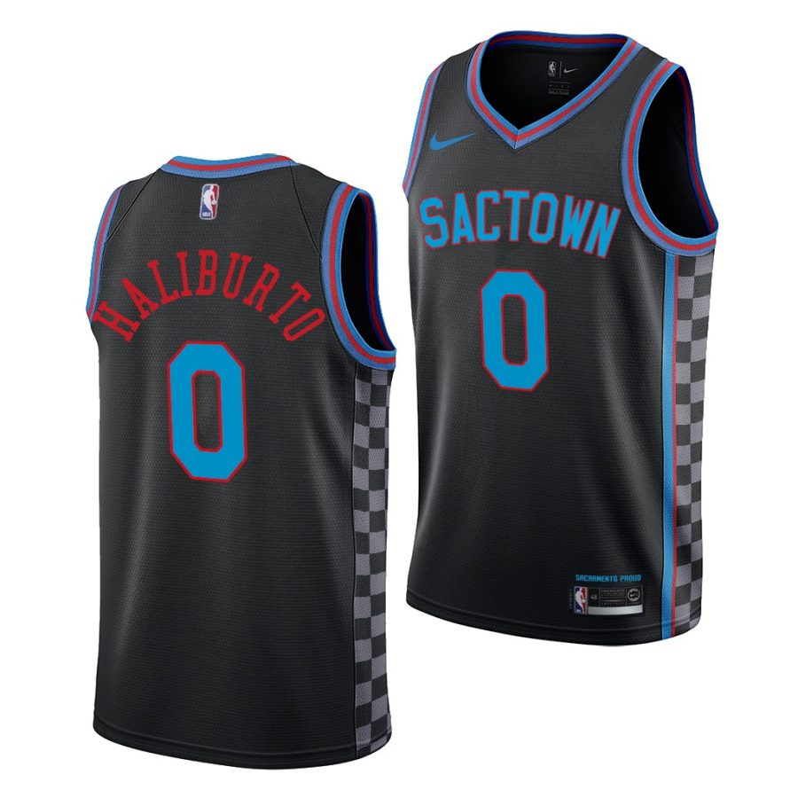 tyrese haliburton kings city 2020 nba draft 2020 21 black jersey 0