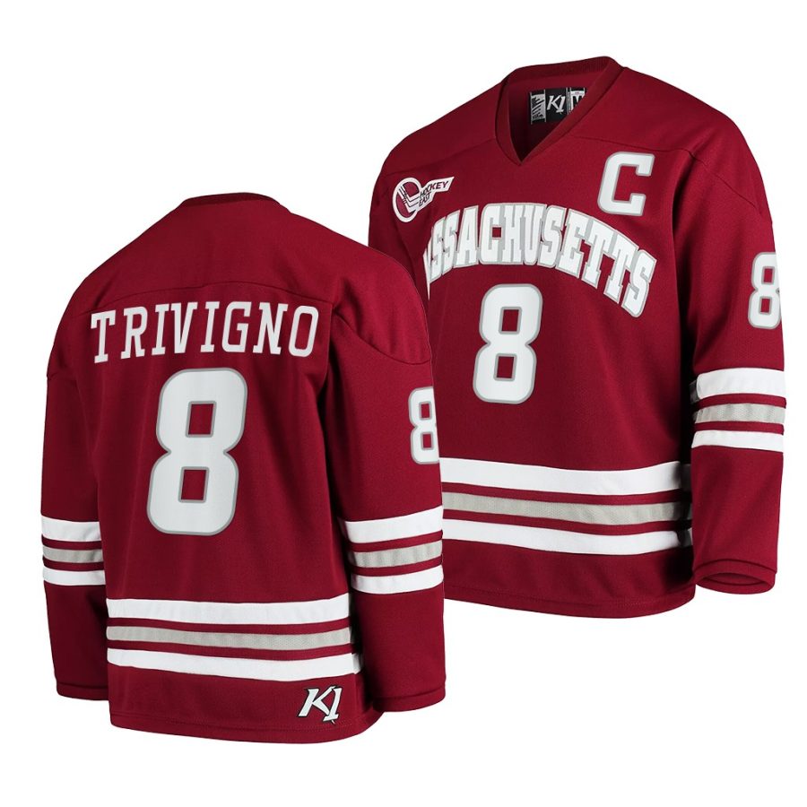 umass minutemen bobby trivigno 2021 22 college hockey maroon jersey