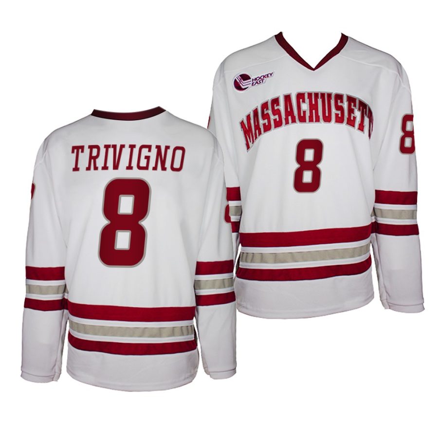 umass minutemen bobby trivigno 2021 22 college hockey white replica jersey