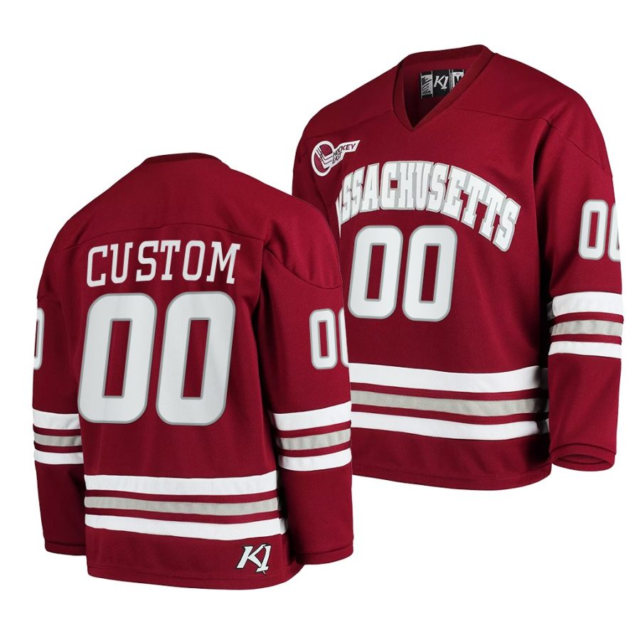 umass minutemen custom 2021 22 college hockey maroon jersey