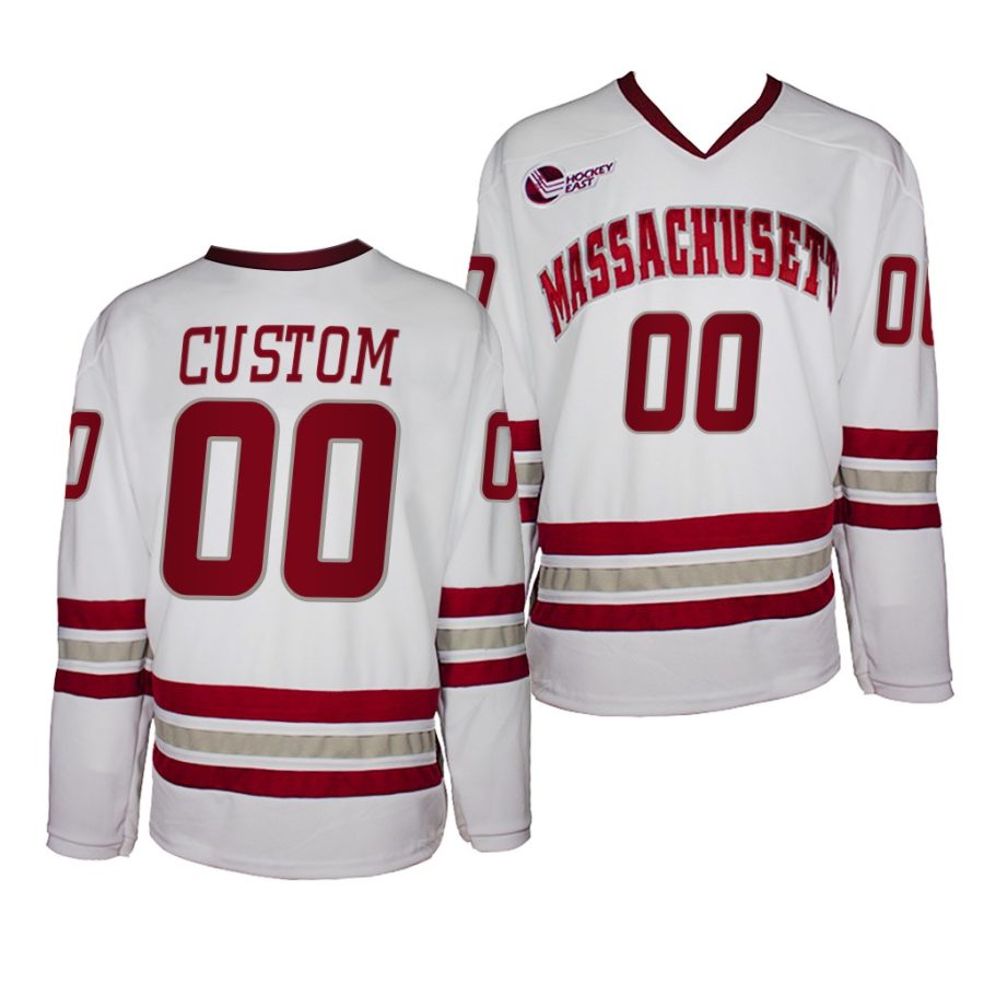 umass minutemen custom 2021 22 college hockey white replica jersey