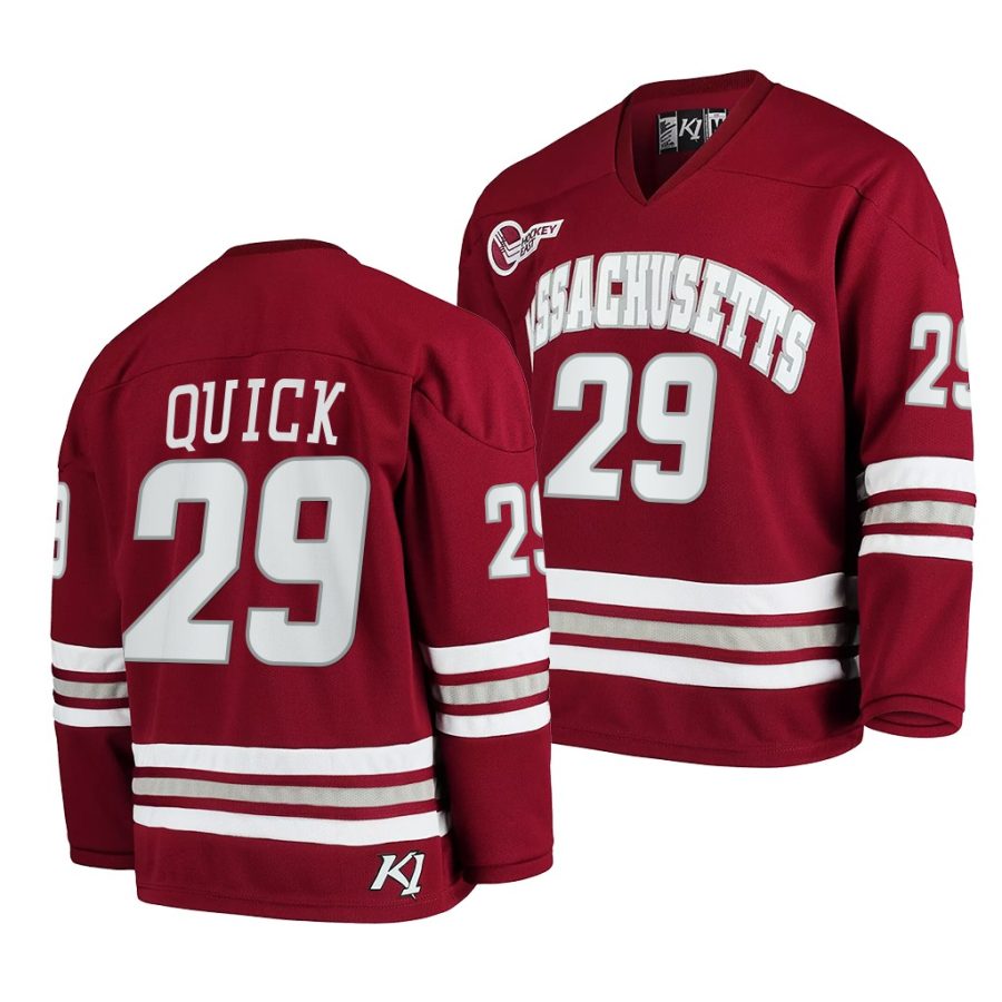 umass minutemen jonathan quick 2021 22 college hockey maroon alumni player jersey