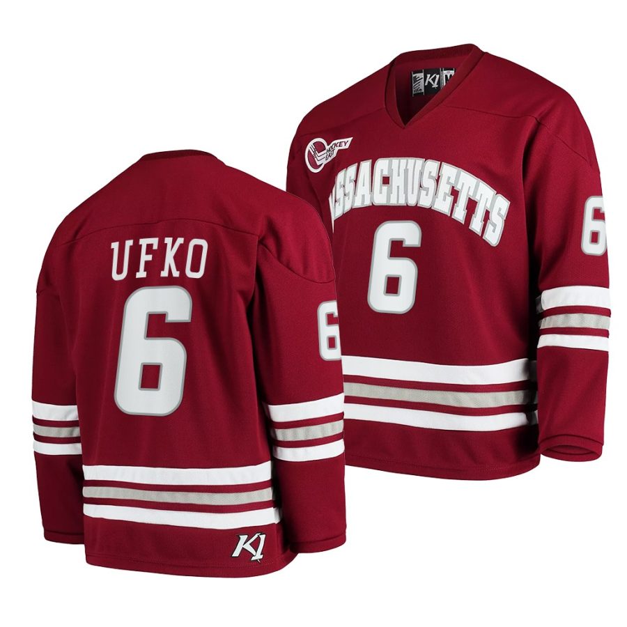 umass minutemen ryan ufko 2021 22 college hockey maroon jersey