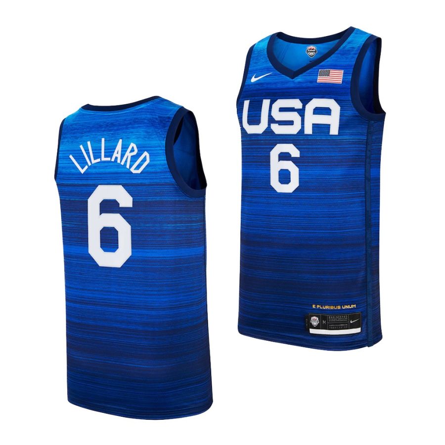 usa basketball damian lillard blue tokyo olympics 2021 away jersey