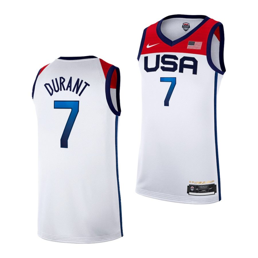 usa basketball kevin durant white tokyo olympics 2021 home jersey