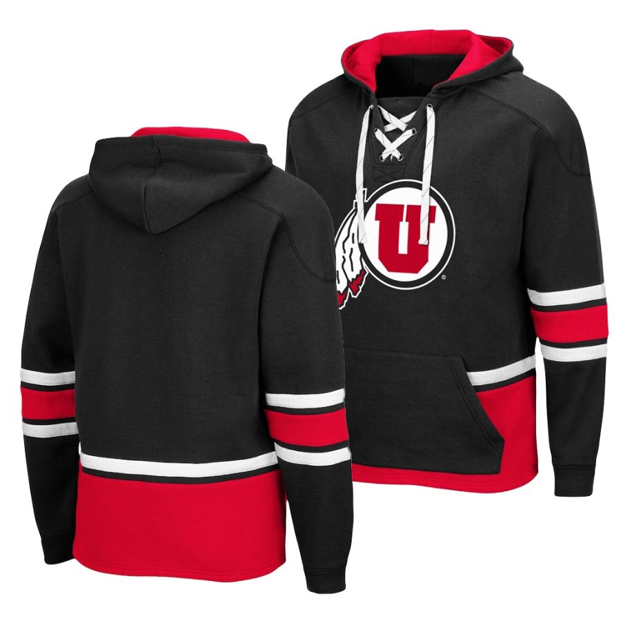 utah utes black college hockey 3.0 lace up pullover hoodie