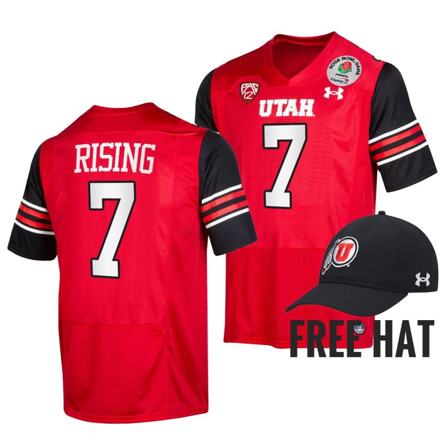 utah utes cameron rising red 2022 rose bowl free hat jersey