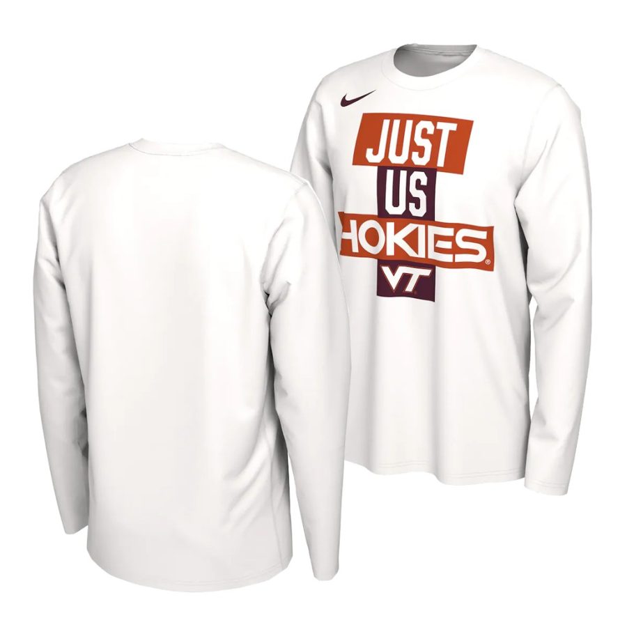 virginia tech hokies white just us bench long sleeve men t shirt