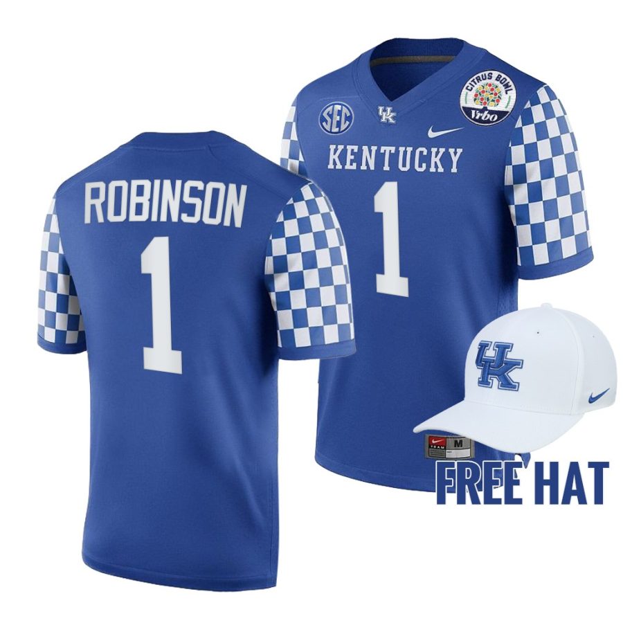 wan'dale robinson kentucky wildcats blue 2021 citrus bowl cfp jersey