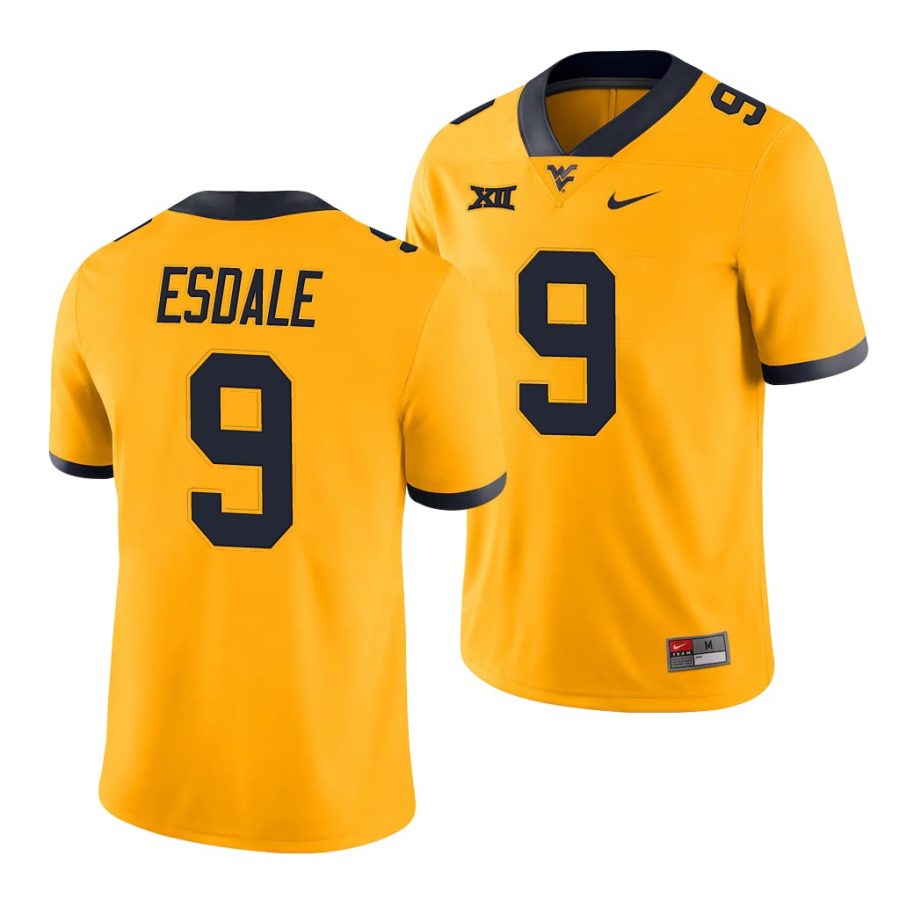 west virginia mountaineers isaiah esdale gold throwback men's jersey