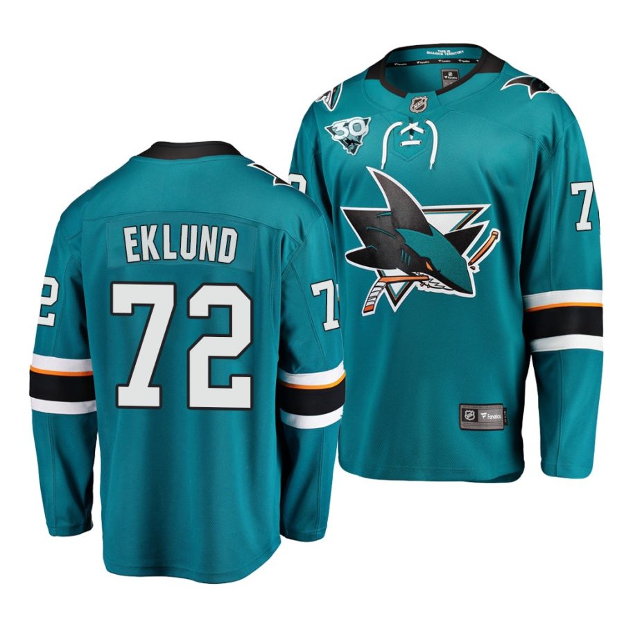 william eklund sharks home teal 2021 nhl draft men jersey