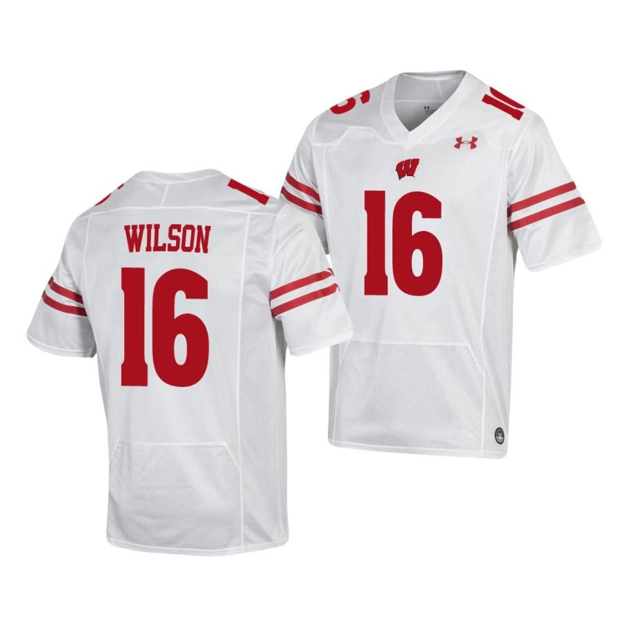 wisconsin badgers russell wilson white replica men's jersey