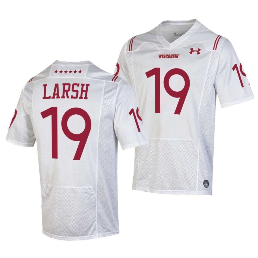 wisconsin collin larsh white 2021 shamrock series men jersey