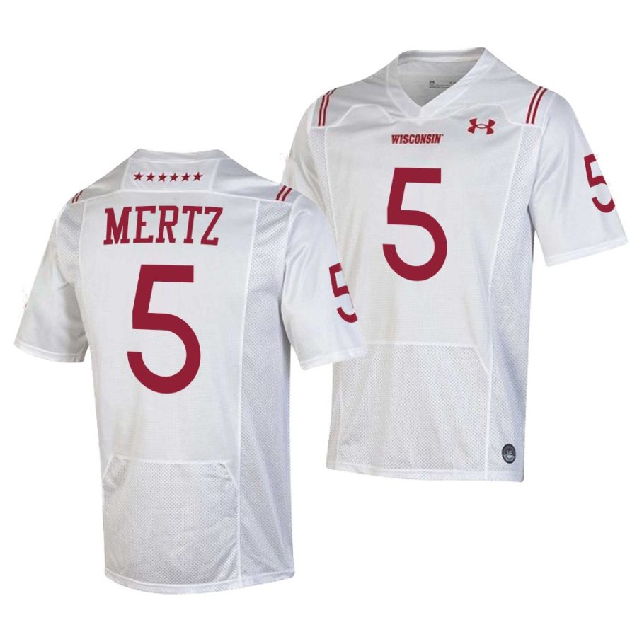 wisconsin graham mertz white 2021 shamrock series men jersey